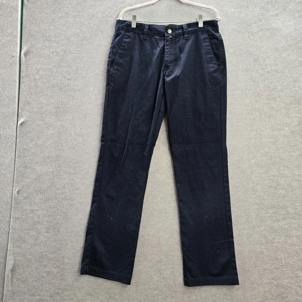 Volcom Men Pants 32 Blue Chino Straight Pockets Mid Rise Polyester‎ 30 in Inseam